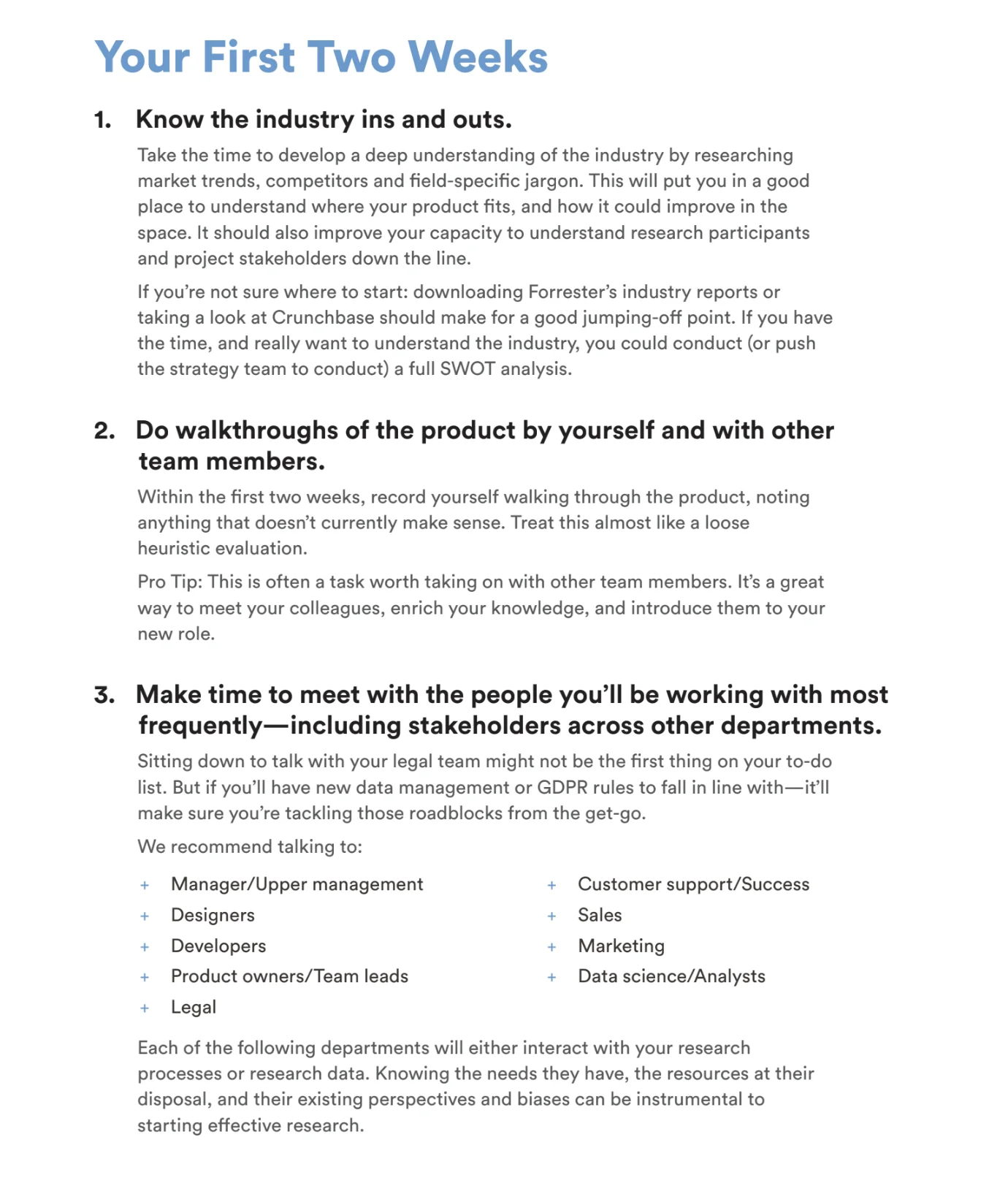 First 90-days as a UXR guide